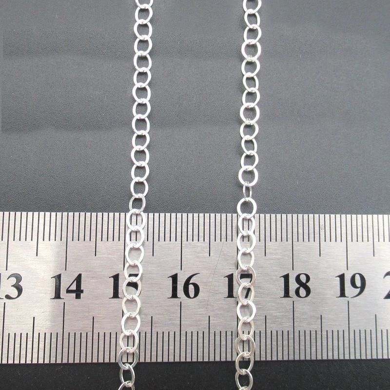 Wholesale 3.6MM Sterling Silver Necklace Chain Link O Shape Chains for Jewelry Making Sterling 925 Silver Chain Roll