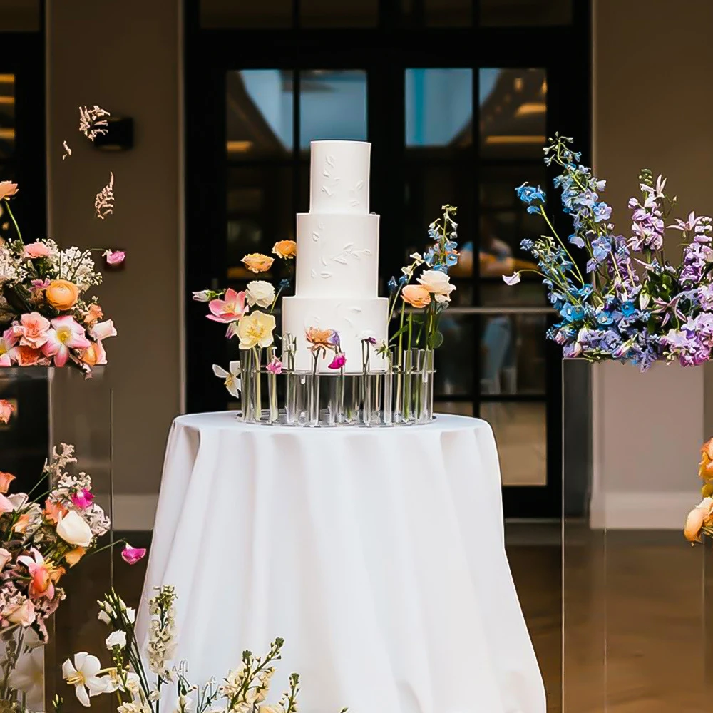 Gaojian Hot Selling Custom Wedding Acrylic Square Dessert Flower Stand Cake Stand For Wedding  Party Decorations