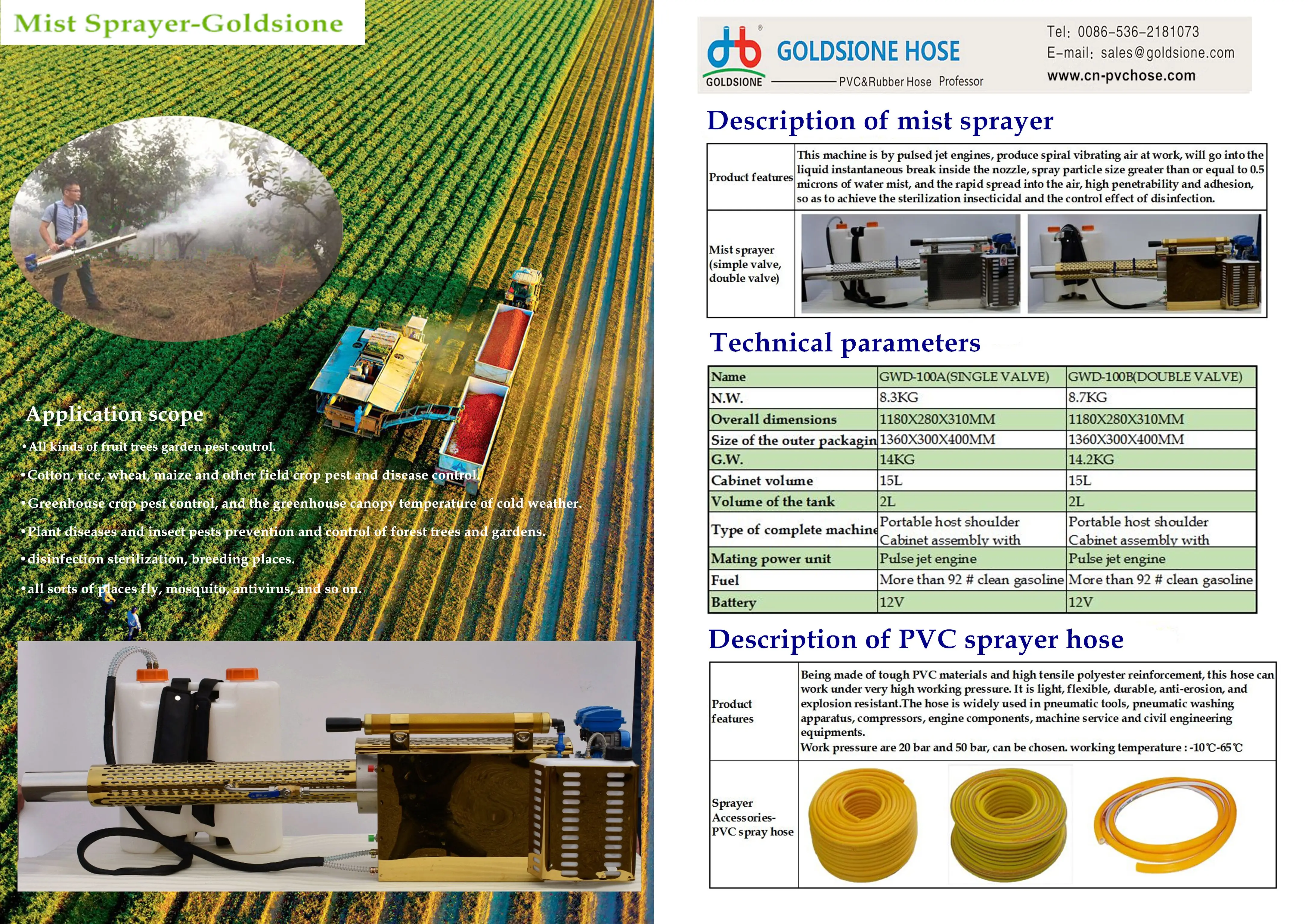 High power water mist and smoke fogger spray sanitization machine GWD-100A single valve