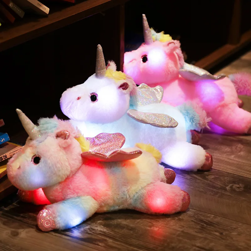 new toys children christmas gift soft stuffed animal products luminous unicorn horse doll plush toy