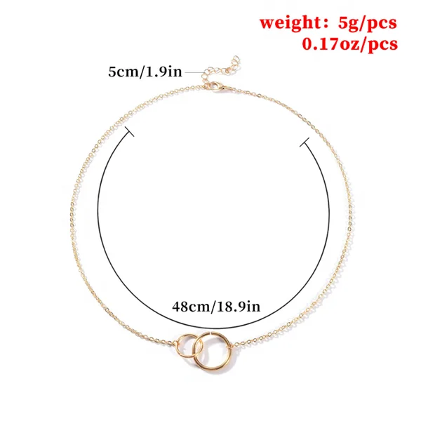 
Modern Meaning Jewelry Stainless Steel Interlocking Entwined Ring Choker Gold Plated Double Circle Necklaces 