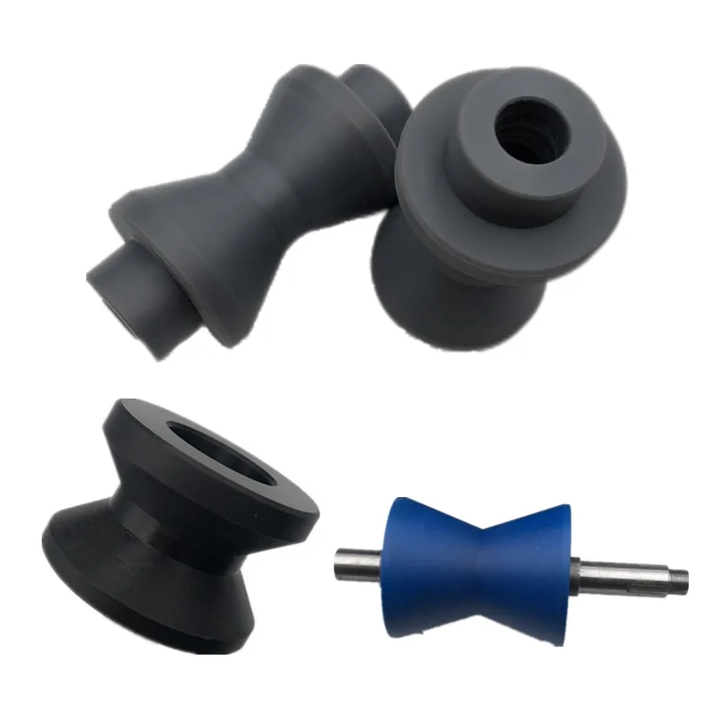 V groove plastic nylon wire rope pulley High wear resistance grey nylon graphite guide rail wheel sheave rail rolling