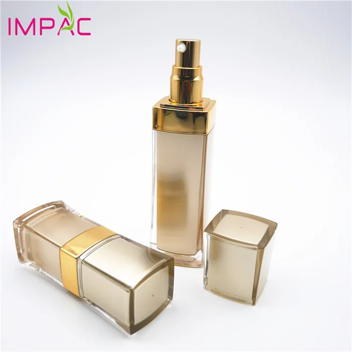 golden square skin lotion plastic fancy double wall plastic bottle 60ml