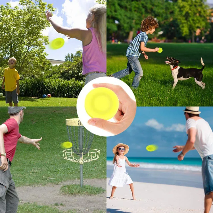 Customized logo outdoor sports dog toy mini silicone soft natural rubber pet flying disc toy