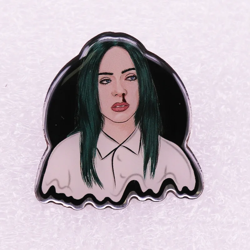 Забавный эмалированный значок Billie Eilish в стиле хип-хоп с героями мультфильмов музыкальные булавки для джинсовой одежды