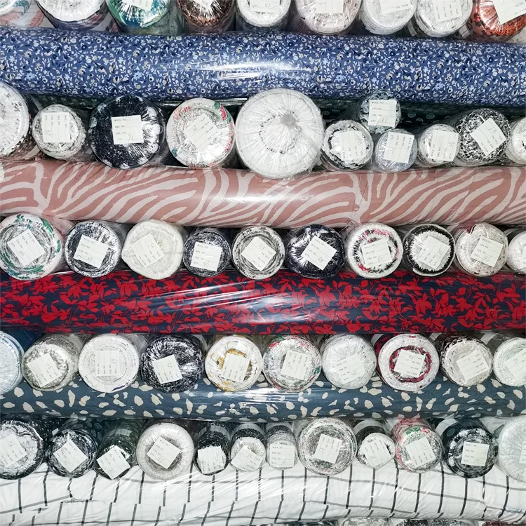 Stocklot Cheap Price Rayon Printed Textile Stock Ladies Dress Fabric