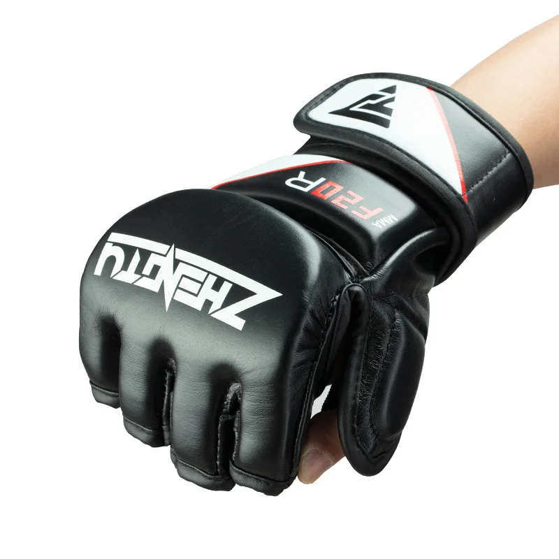 Microfiber Leather Half Finger Gloves Muay Thai Sand Bag Ufc Mma Training Mma  Boxing Gloves (1600601117736)