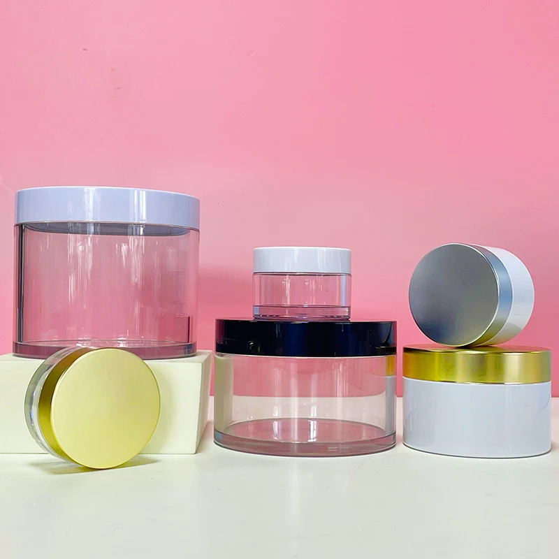 High quality Luxury 250ml Cosmetic container body butter Reusable PET Plastic Thick Wall Cosmetic Jar with lid