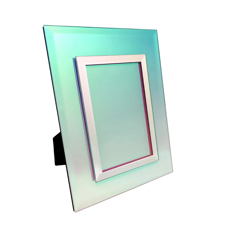 Spot hot sale art glass photo frame glass dazzling green photo frame desktop glass photo frame for home decoration