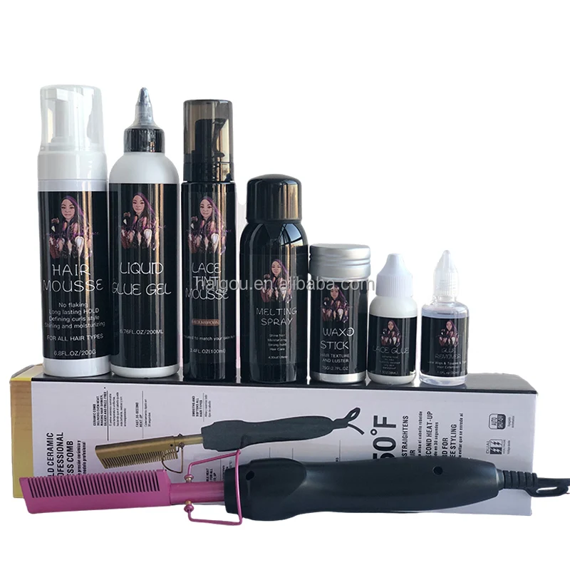 Electric Hot Comb straightener Hair Band lace glue gel Lace Melting Spray hair baby Foam Wax Stick For Natural Black Hair Wig