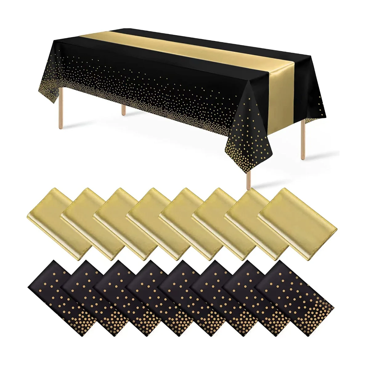 Popular Cheap Rectangle 16PCS One Off Disposable Plastic Tablecloth Table Runner Set