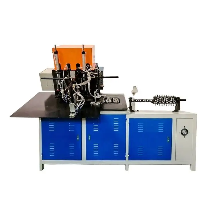 CAD Input CNC Auto Square Basket Mesh Hanger Forming Bender Steel Wire Rod Flattening Punching Chamfer 2D Bending Machine