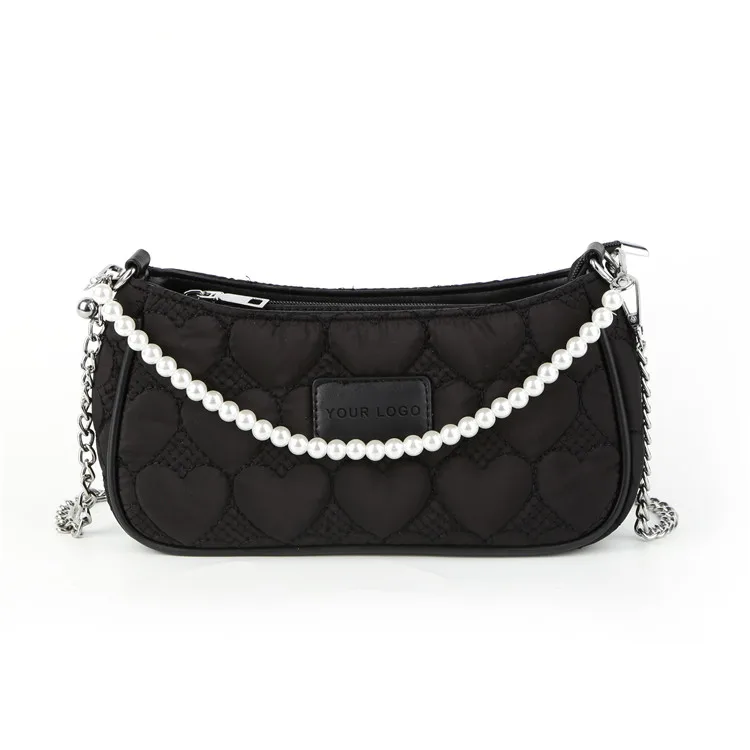 ZB470 Wholesale women heart stitching pearl handbag beading handle women evening bag party evening clutch bags with crystal