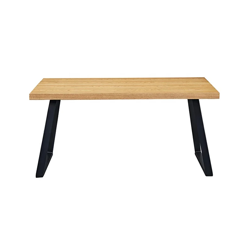 Classic Metal Frame Restaurant Dining Table With Mdf Top Wooden Dining Table