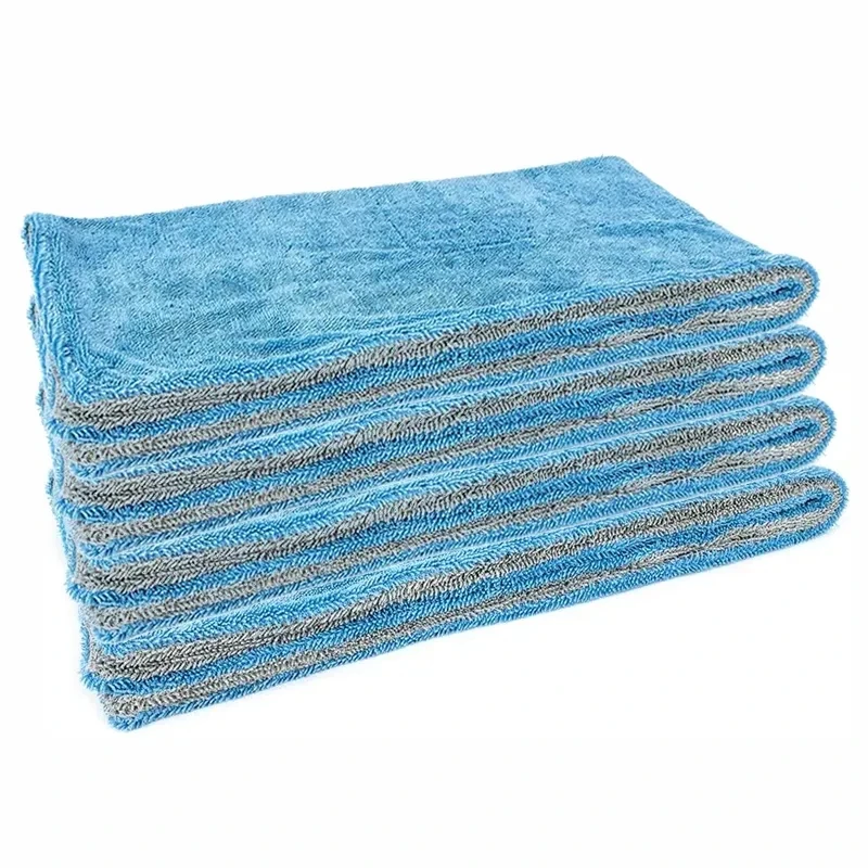 Microfiber Drying Towel for Cars, Trucks, SUVs, Safe for Detailing + Scratch Free, Twist Loop, 1100gsm, 16in x 16in, Blue/Gray