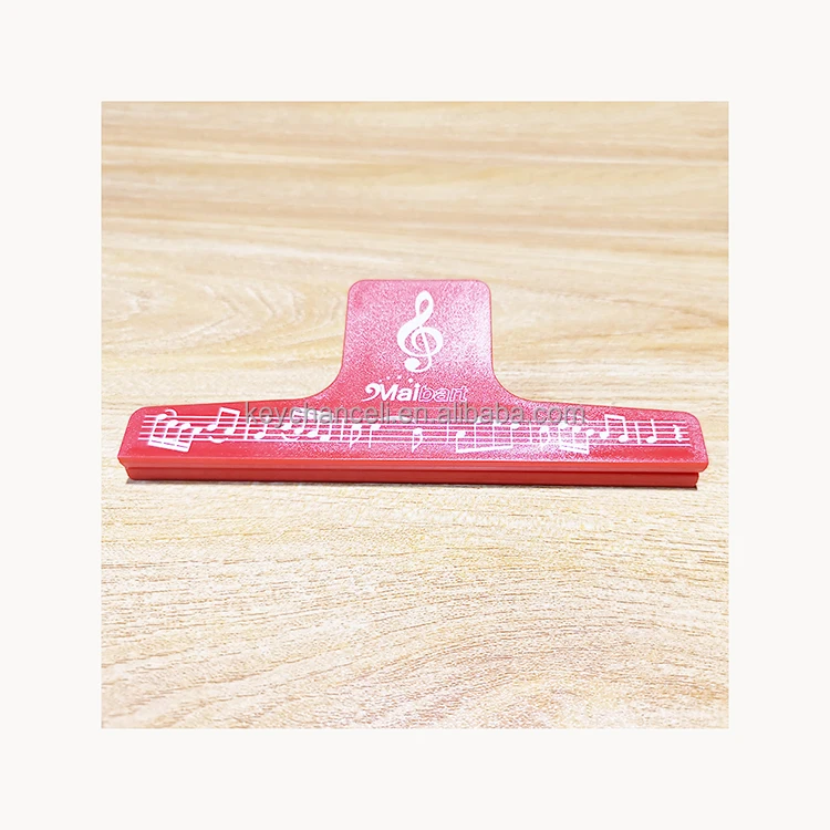 customized logo red large big clamp plastic paper clip long music note file long tail clip