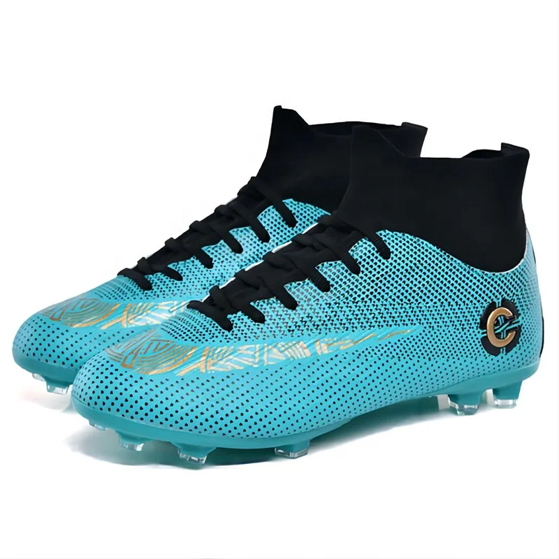 China Factory Cheap Most Popular Design Breather Cleats Professional High Ankle Knitting Football Shoes Soccer Boots