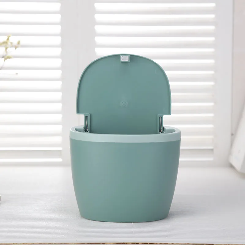 Modern Plastic Mini Trash Can with Lid - Wastebasket for Bathroom Vanity  Desktop Tabletop or Coffee Table