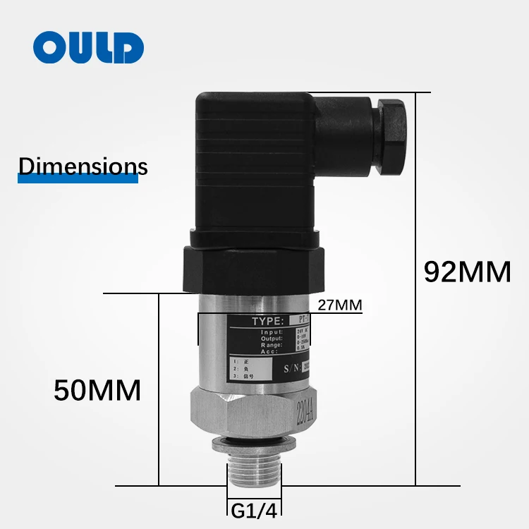 OULD PT-309 Piezoresistive 4-20mA Pressure Transducer Oil Pressure Sensor