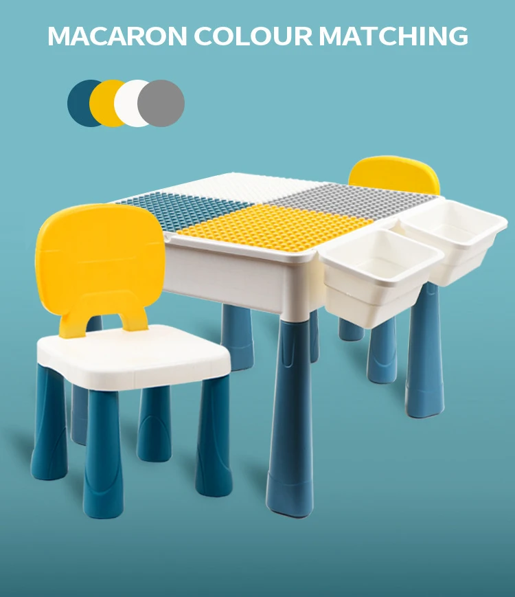 Educational Montessori Kids Diy Playing Brick Big Block Building Tables With Chairs