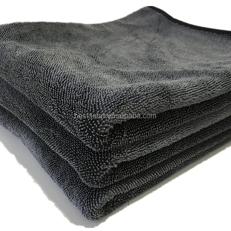 700 г/кв. М 24x36 Китай Оптовая серая автодетейлинг Премиум большое одностороннее твист микрофибра витая петля автомобильное полотенце для сушки