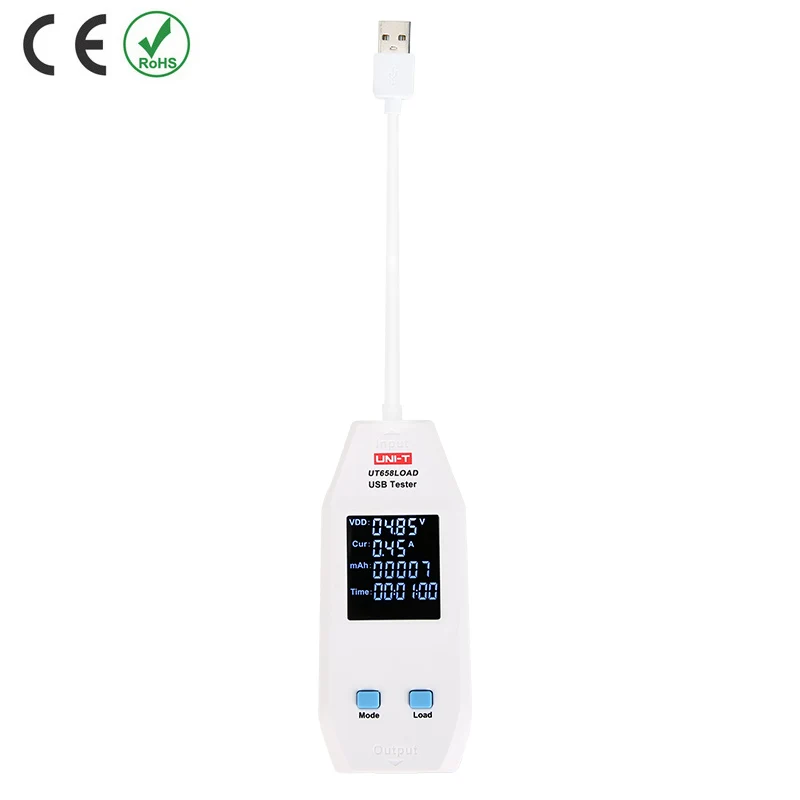 Uni-t ut658нагрузка USB тестер емкость тестер метр USB телефон компьютер зарядка Напряжение Ток энергии монитор ЖК-дисплей