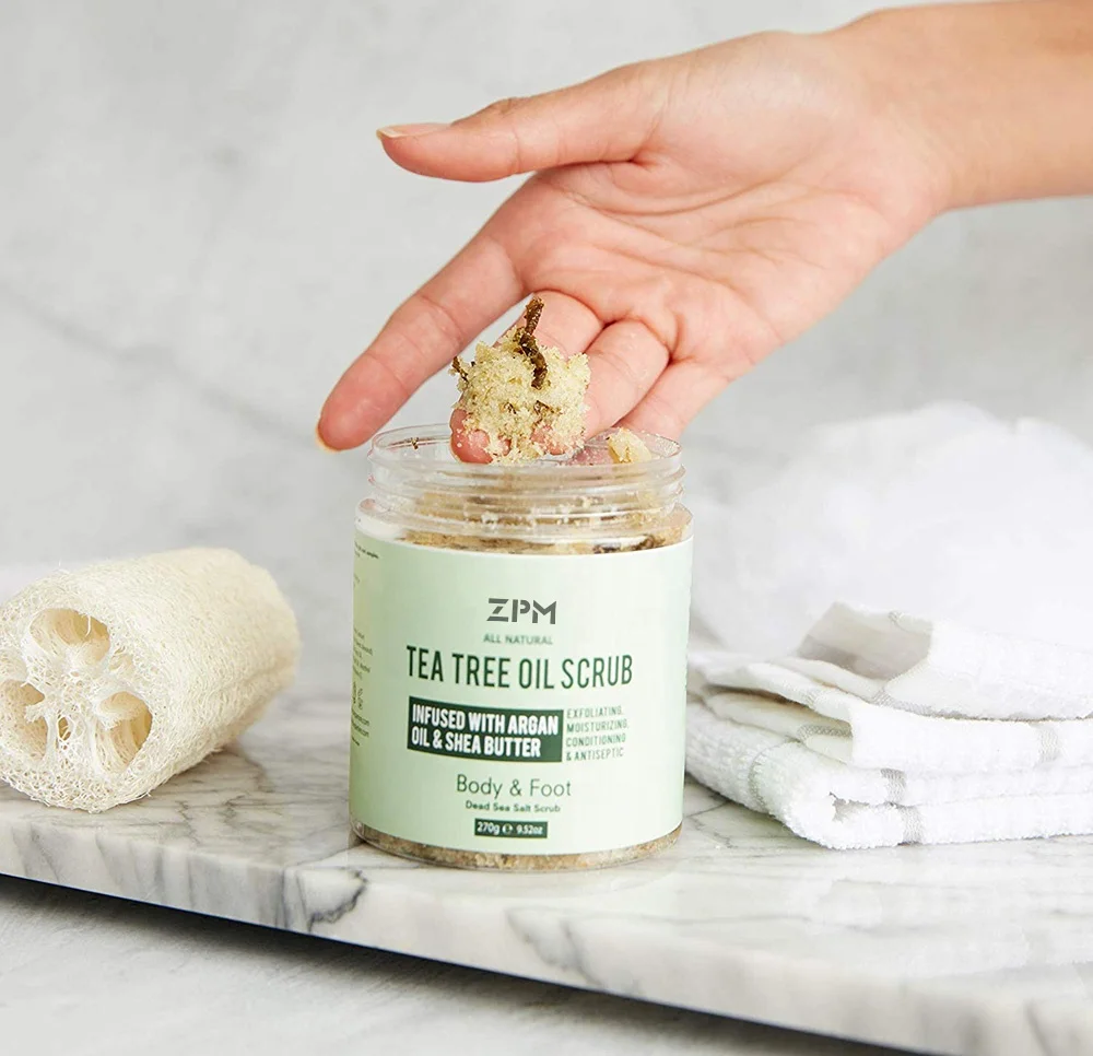 ZPM OEM/ODM Private Label Organic Body Scrub Tea Tree Oil Exfoliating Body and Foot Natural Scrub