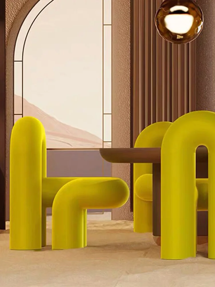 Designer fiberglass reinforced plastic special-shaped leisure chair creative bending unique shape leisure dining chair