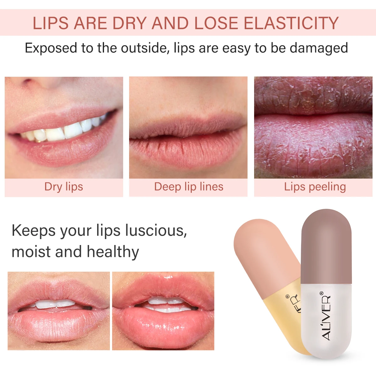 ALIVER 2 pack  natural lip plumping liquid is rich in ginger essential oil and vitamin E to make the lips more full  5.5ml
