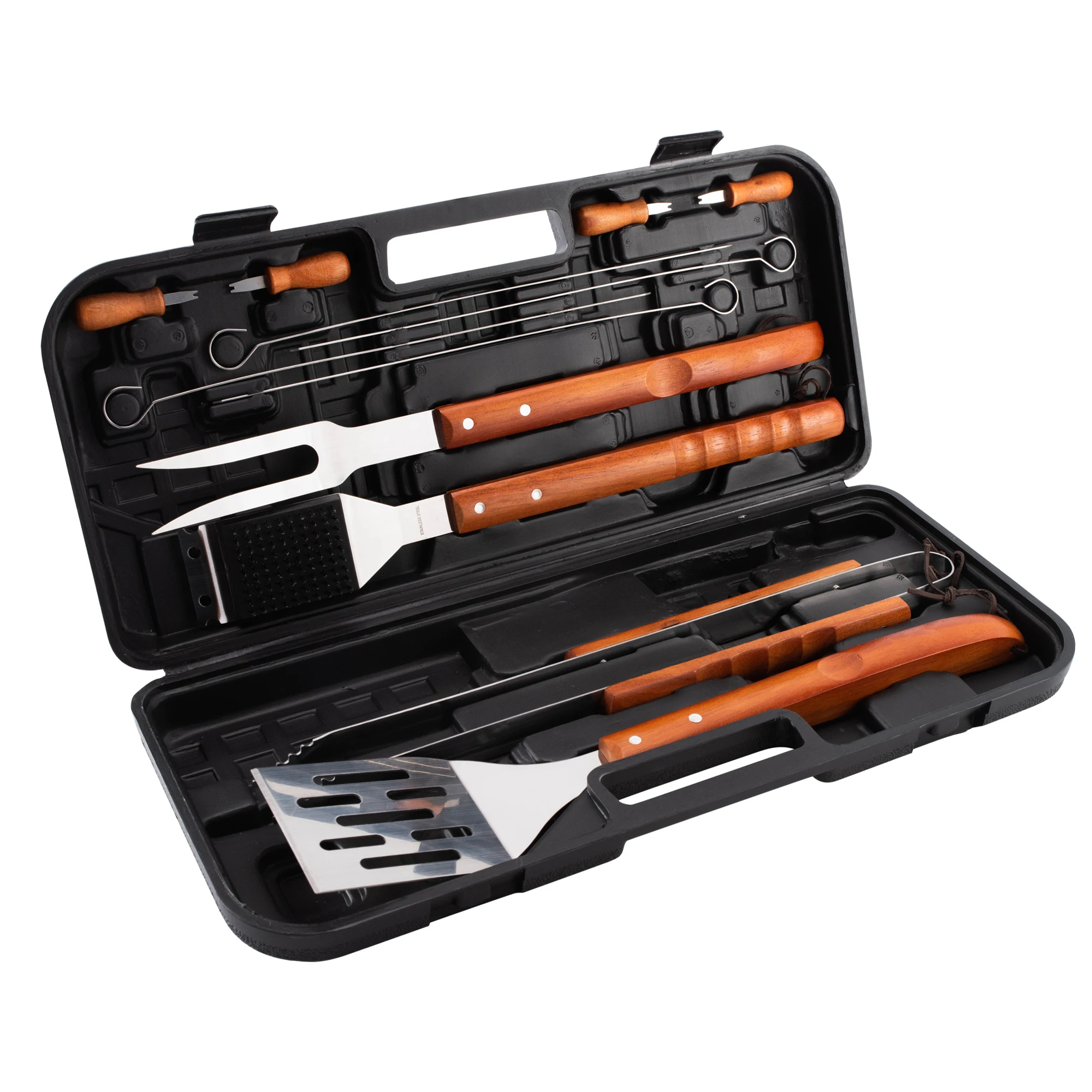 Новый продукт идея 12 шт. уличная деревянная ручка принадлежности для барбекю гриля набор инструментов с коробкой