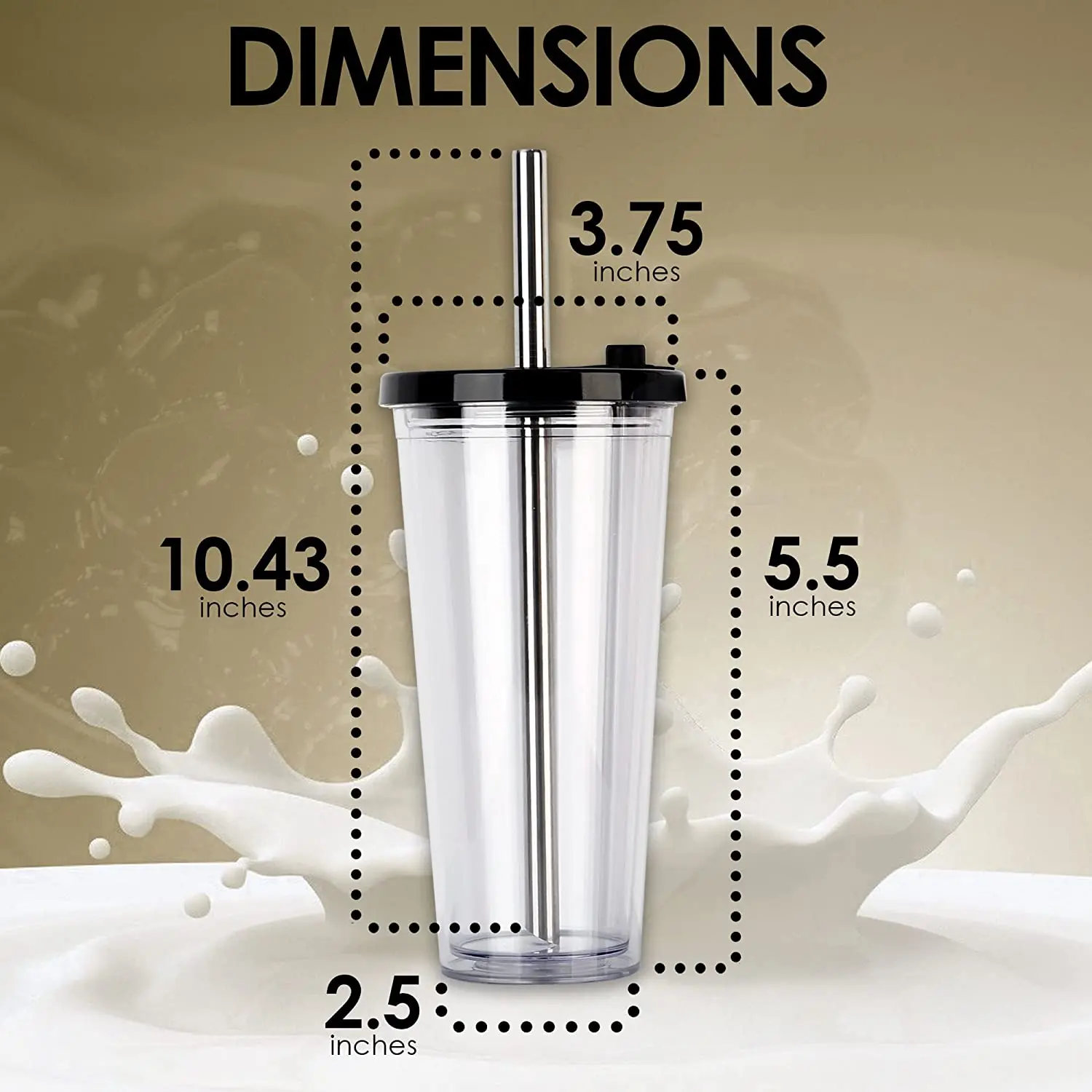 16oz cold hot drinks bpa free double wall plastic reusable cups bubble tea tumbler with lids