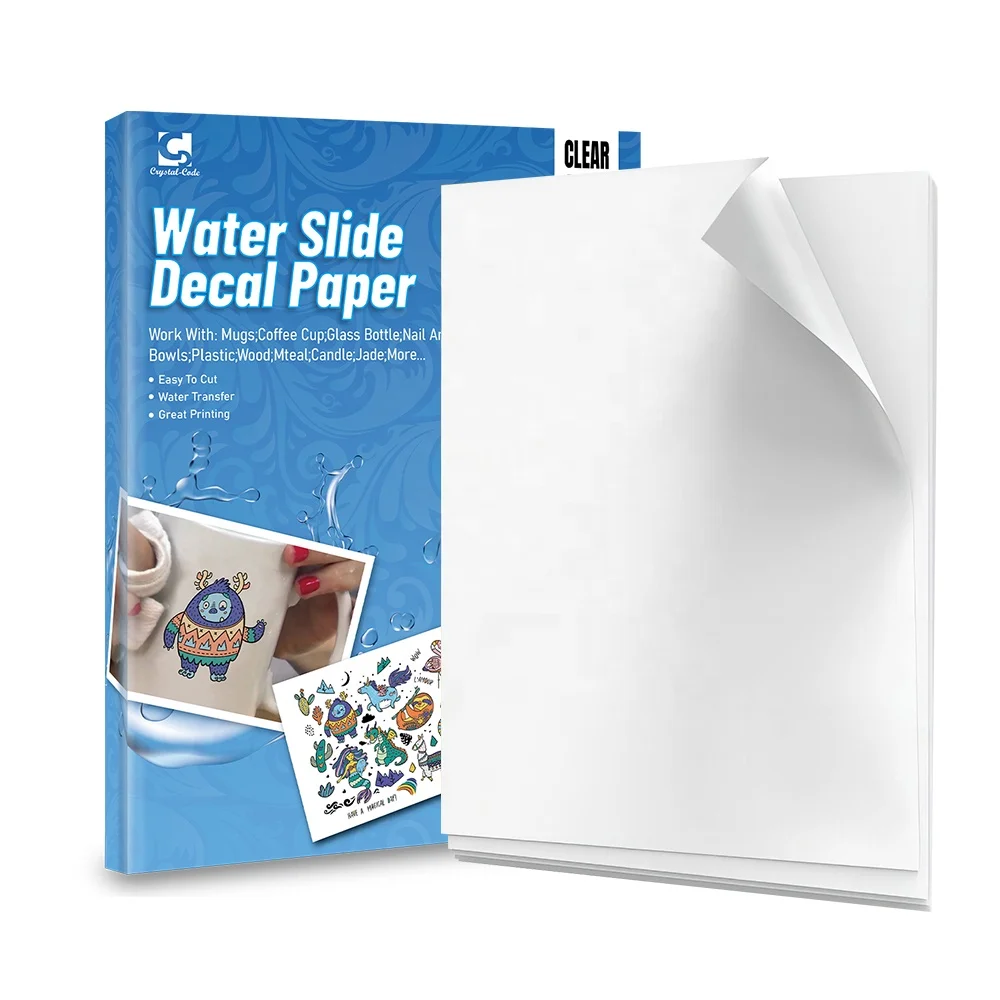 Popular Crystal Code Glass Uv Sticker Proof Slide Decal Transparent Custom Waterslide Decals Laser Beam Water Transfer Paper