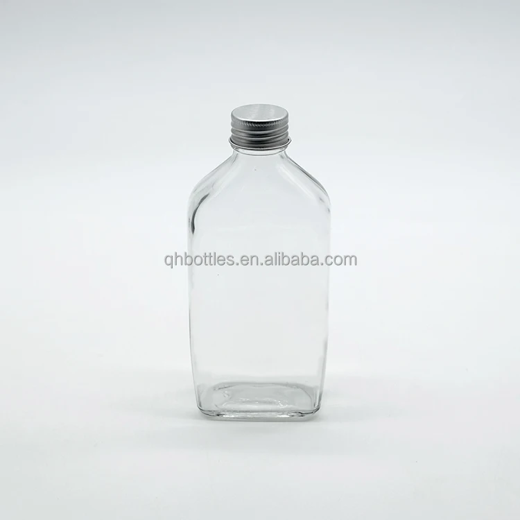 Stylish Narrow Tall Flat Bottle with Metal Caps Ready to Ship Customized for Distilled Beverages Liquor Storage