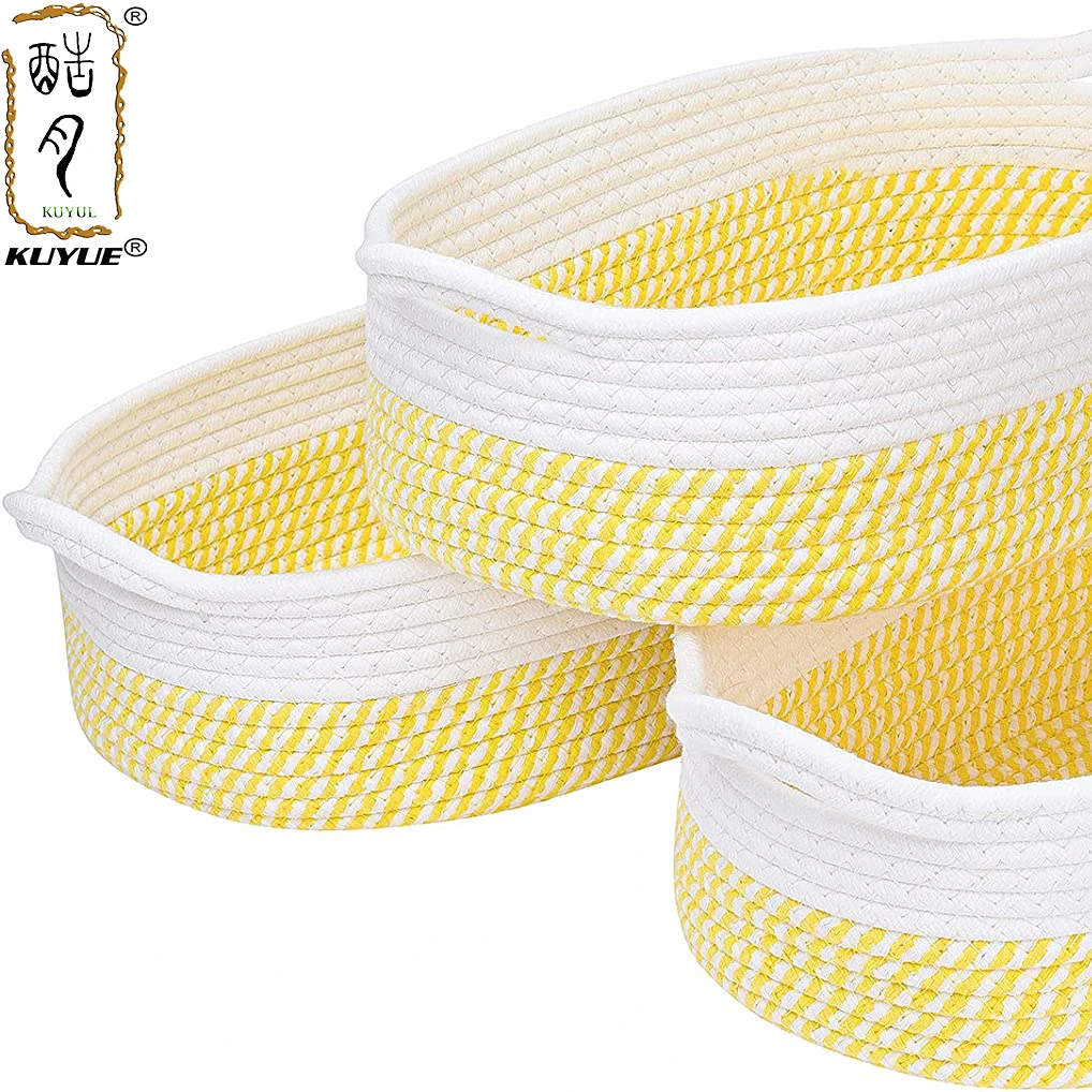 KUYUE  pet bed  environmentally friendly circular woven basket, mini blue storage basket collapsible organizer