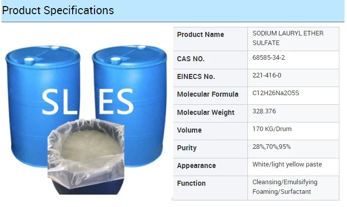 70% SLES Liquid Detergent Grade Sodium Lauryl Ether Sulfate AES Polymer Category