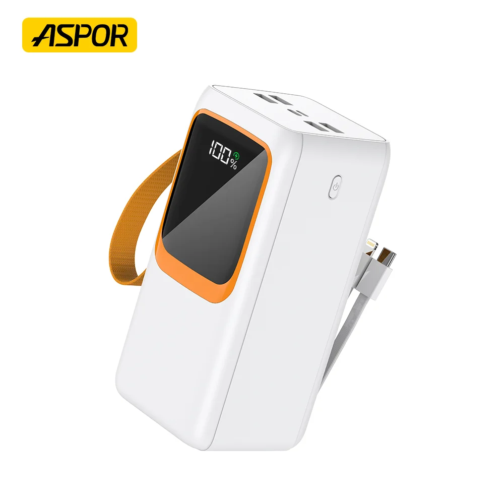 Aspor A350 Wholesale Factory Price 22.5w Fast Charging Mobile Charger 50000mah Power Bank For Laptop Outdoor With LED Light