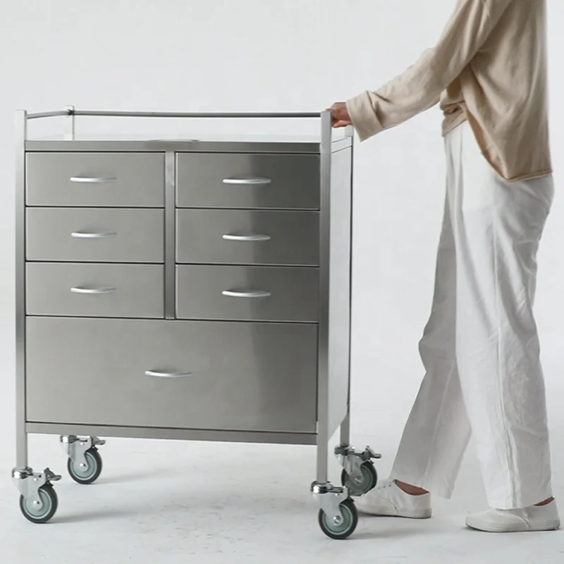 Meditroll MRT07 Made in China Metal Frame Stainless Steel Medical Cart for School