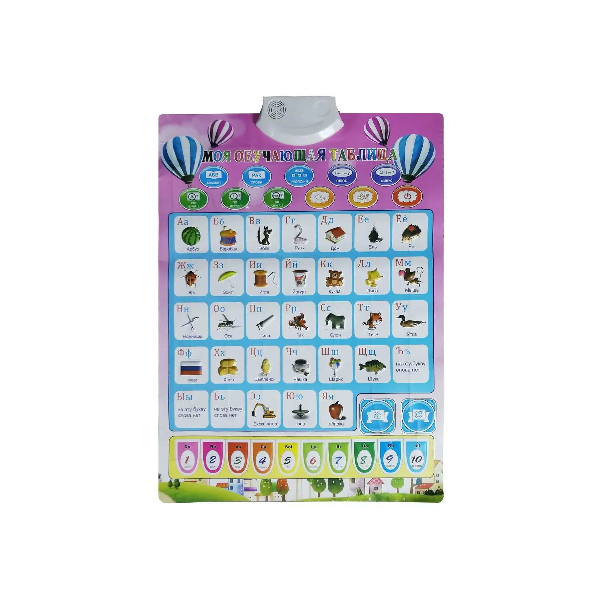 AL Wholesale Kids Educational Cyrillic Russian Pronounce Alphabet Poster Chart Toddlers Words Point Reading Board