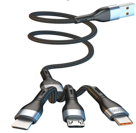 OEM Factory Nylon Multi Phone Charger Cable Universal 3 in 1 Charger Standard Nylon Usb Cable for Iphone Cable Mobile Phone