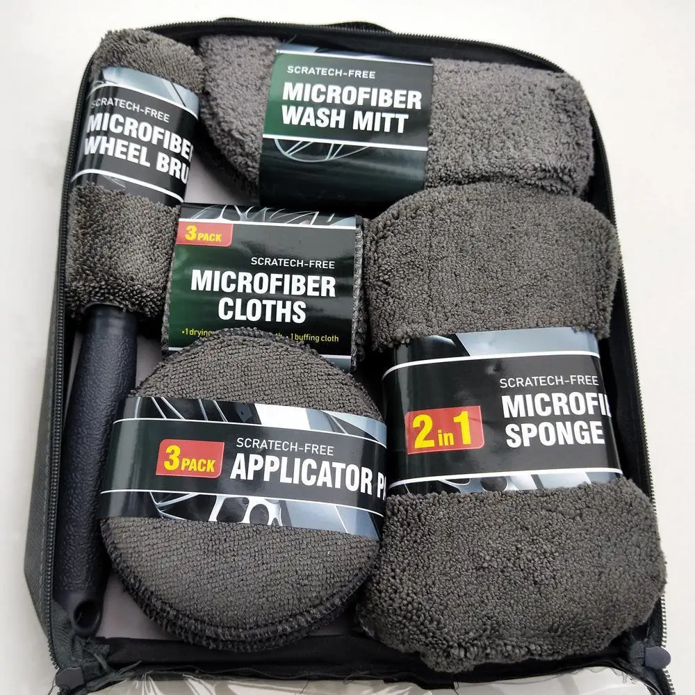 Car Care Cleaning Sets Microfiber Car Detailing Washing Tools 9pcs Car Washing Towel Cleaning Tools
