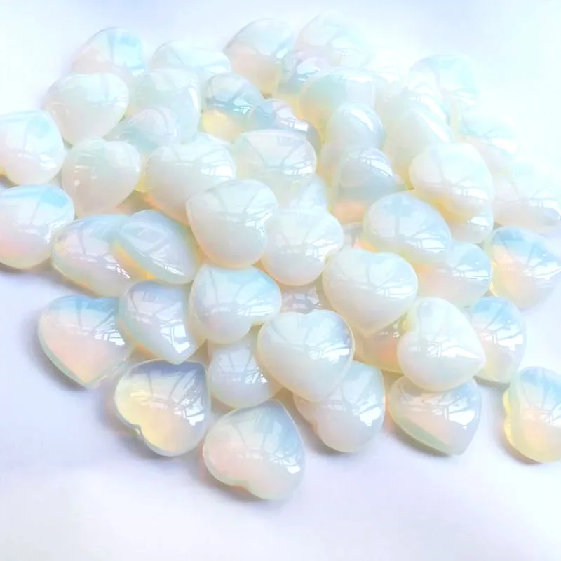 chakra heart gemstone opal glass heart pendant opalite Healing crystal energy Products