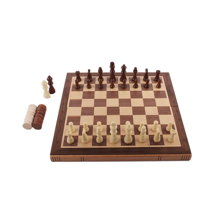 Drop Ship Products 15 inch 2 in 1 Travel Chess Board  Wooden Magnetic Chess and Checkers Game Set wooden chess pieces