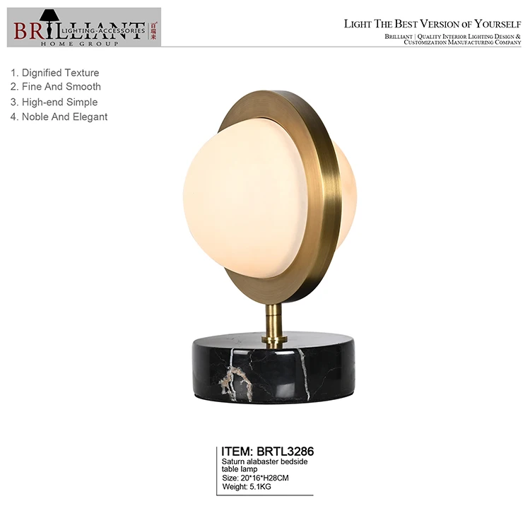 Modern Minimalist Design Living Room Bedroom Desk Light Saturn Alabaster Bedside Marble Table Lamp