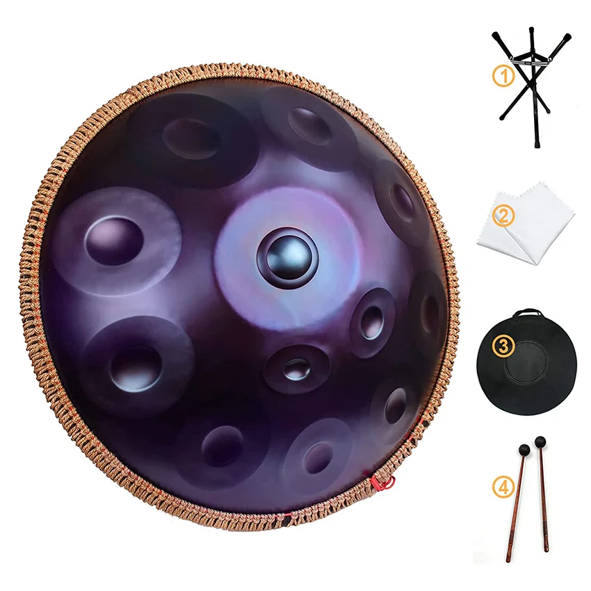 12 Notes Handpan Stainless Steel Hand Drum 440hz Or 432hz D Minor Kurd Soft Case 22 inches Drum