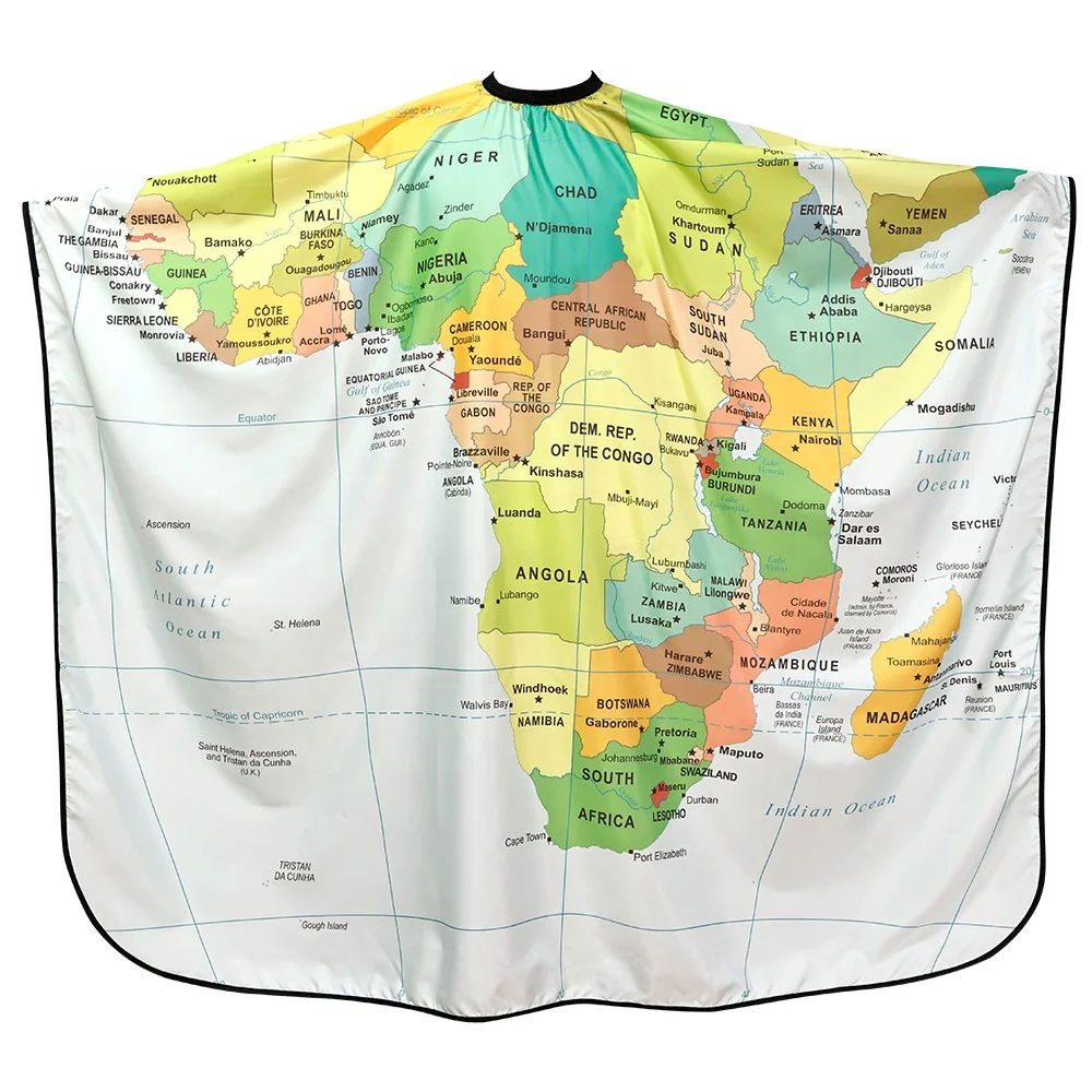 New Stylish Custom Polyester Cape World Map Cape DIY Screen Printing Hair Cutting Barber Cape