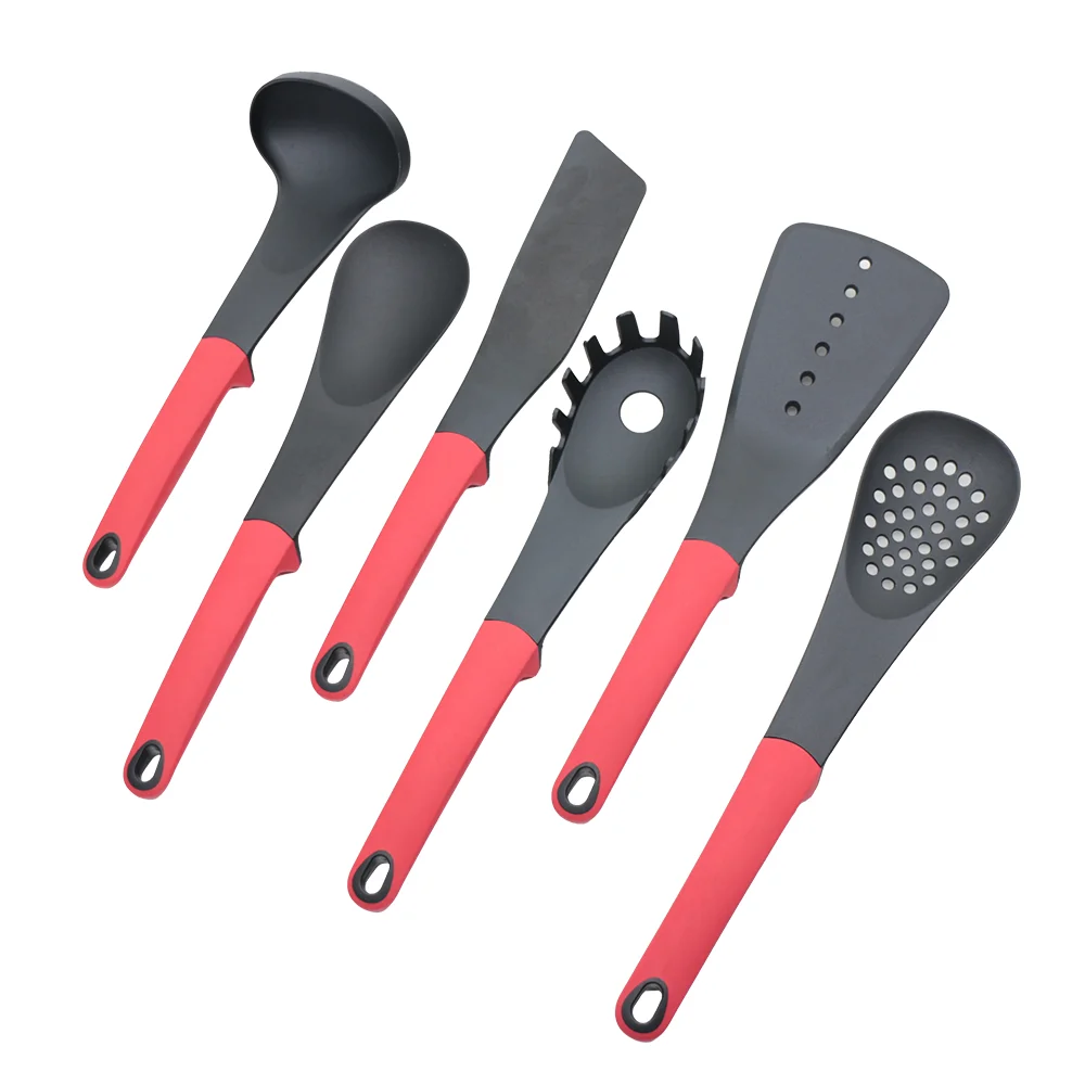 
7pcs Nylon kitchen tools with TPR handle with kitchen rack 
