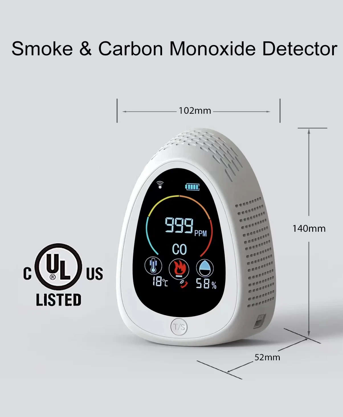 Dropshipping factory wholesale co detector 4 in 1 tuya wifi smoke alarm Temp humidity carbon monoxide gas analyzer
