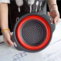 New Arrivals Round Drainage Basket Folding 2-piece Plastic Cesta de drenaje Telescopic Customized Folding Drainage Basket