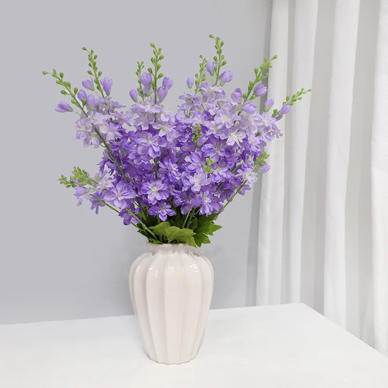 Wedding hall hotel layout simulation line artificial flower living room home decoration silk flower 2 fork artificial delphinium