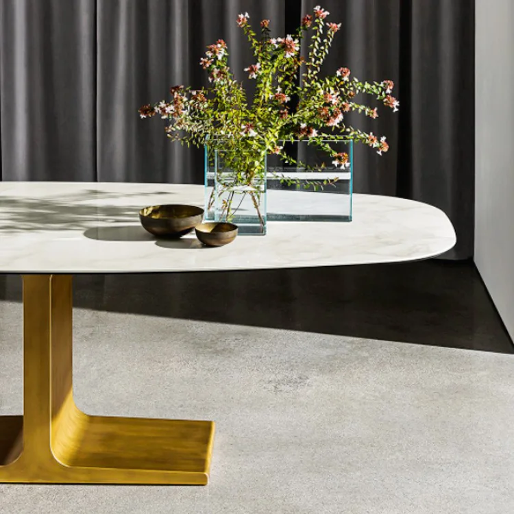 Top Quality Commercial Steel Dinning Table Restaurant Tables Luxury Modern Stainless steel Metal Leg Dining Tables